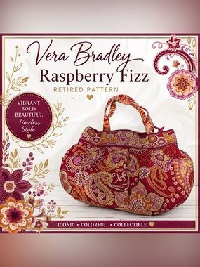 Vera Bradley Raspberry Fizz Quilted Handbag Retired Pattern Floral Paisley